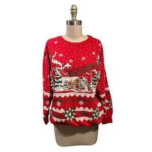 Vtg 1980s Nutcracker Christmas Santa Winter Scene Ugly Sweater Party Sweatshirt